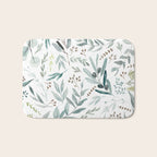 Botanical Eucalyptus Leaves Pattern Bath Mat Gallery Image 1