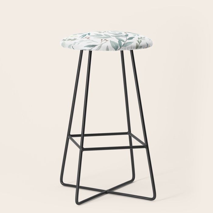 Botanical Eucalyptus Leaves Pattern Stool Gallery Image 1