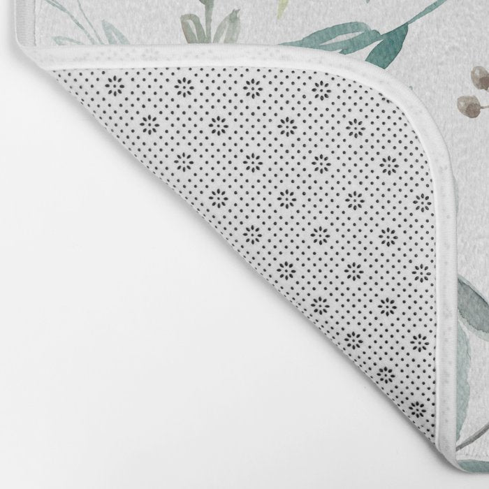 Botanical Eucalyptus Leaves Pattern Bath Mat Gallery Image 2