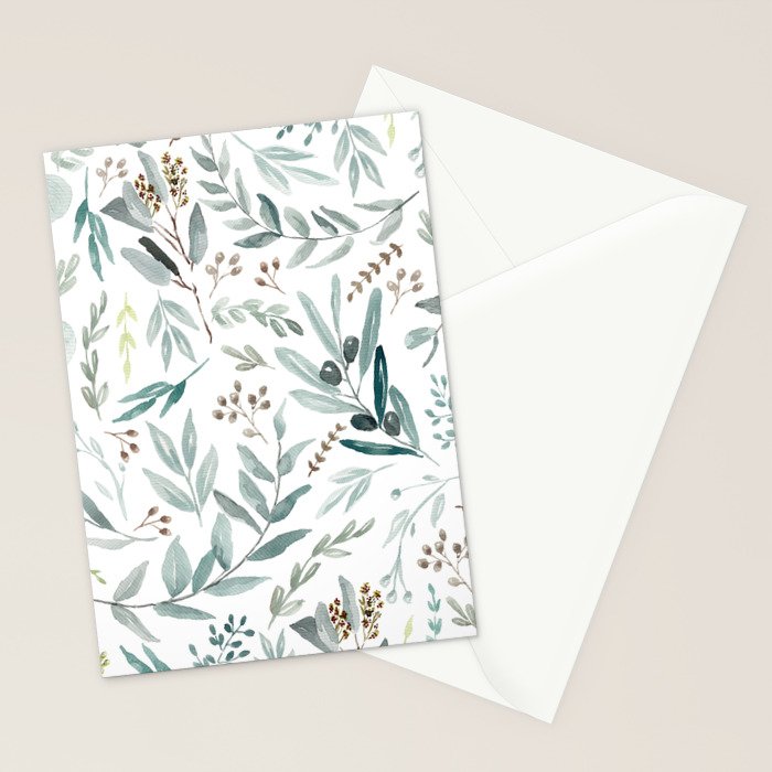 Botanical Eucalyptus Leaves Pattern Stationery Card Gallery Image 2