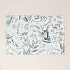 Botanical Eucalyptus Leaves Pattern Welcome Mat Gallery Image 1