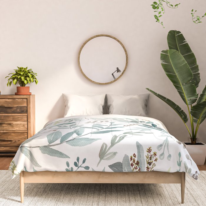 Botanical Eucalyptus Leaves Pattern Comforter Gallery Image 3