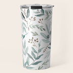 Botanical Eucalyptus Leaves Pattern Travel Mug Gallery Image 1