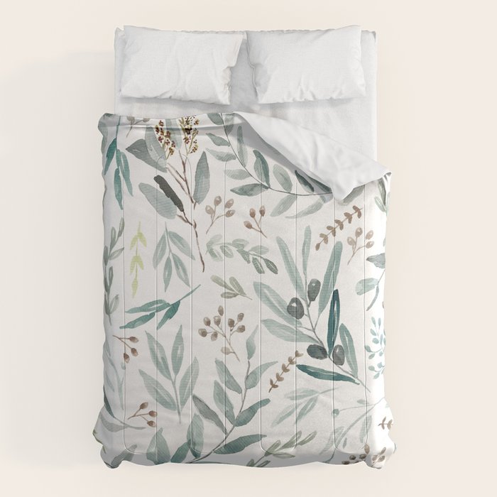 Botanical Eucalyptus Leaves Pattern Comforter Gallery Image 1