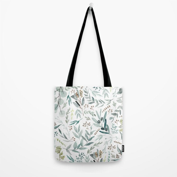 Botanical Eucalyptus Leaves Pattern Tote Bag Gallery Image 2