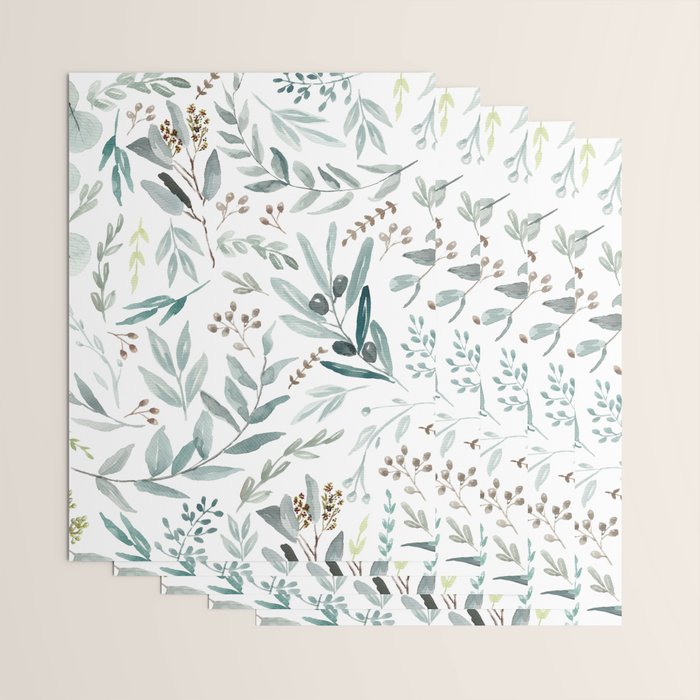 Botanical Eucalyptus Leaves Pattern Wrapping Paper Gallery Image 3