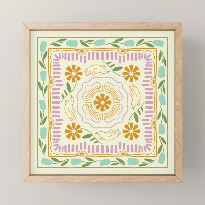 Scandinavian Dove Pattern Mini Art Print Gallery Image 1