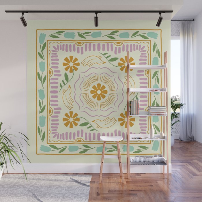 Scandinavian Dove Pattern Wall Mural Gallery Image 1