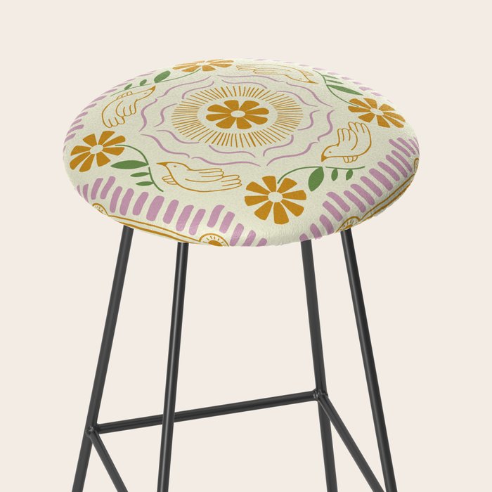 Scandinavian Dove Pattern Stool Gallery Image 2