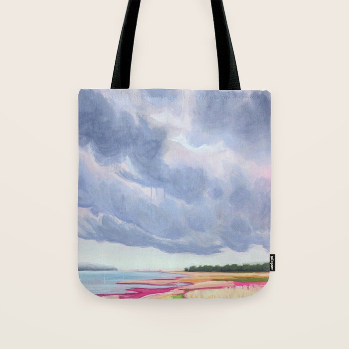 Vertical landscape art with clouds Tote Bag Gallery Image 1