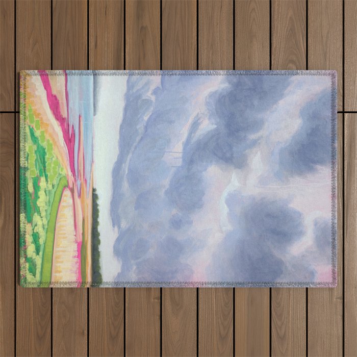 Vertical landscape art with clouds Outdoor Rug Gallery Image 1