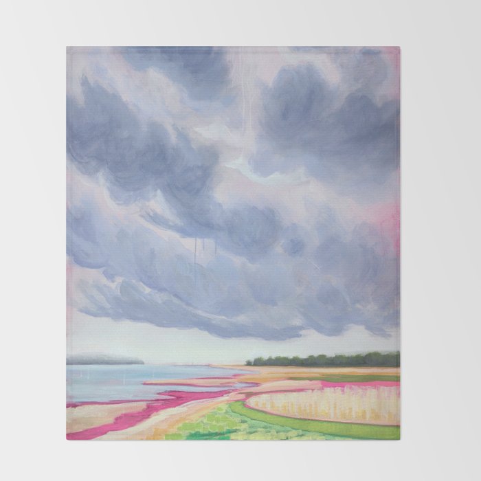 Vertical landscape art with clouds Throw Blanket Gallery Image 2