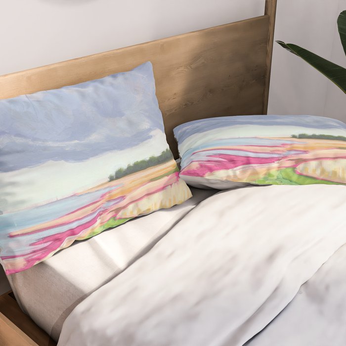 Vertical landscape art with clouds Pillow Sham Gallery Image 2