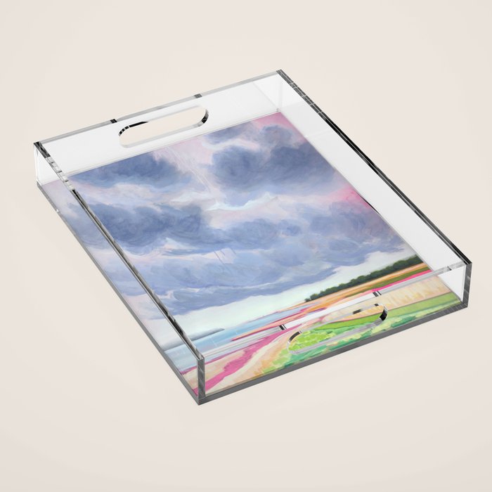 Vertical landscape art with clouds Acrylic Tray Gallery Image 1