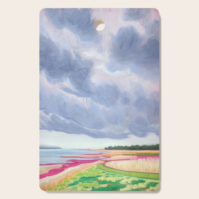 Vertical landscape art with clouds Cutting Board Gallery Image 1