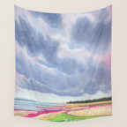 Vertical landscape art with clouds Wall Tapestry Gallery Image 4
