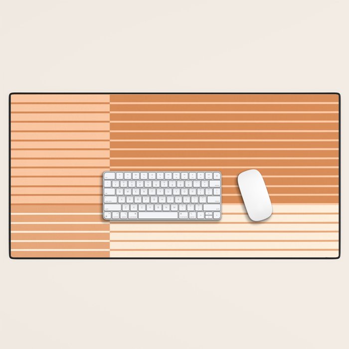 Color Block Line Abstract LXXIII Pantone Peach Fuzz Desk Mat Gallery Image 1