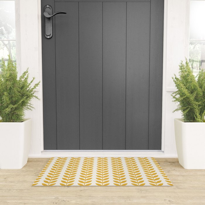 Scandinavian Mid Century Pattern Yellow Welcome Mat Gallery Image 3