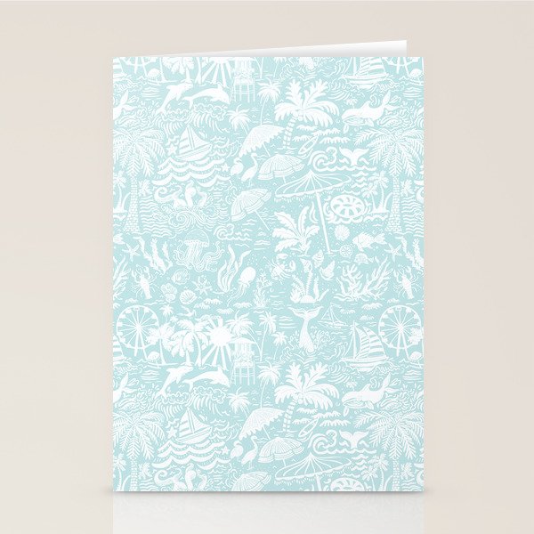 Coastal Daydream hand-drawn ocean collage pattern in mint Stationery Card Gallery Image 2