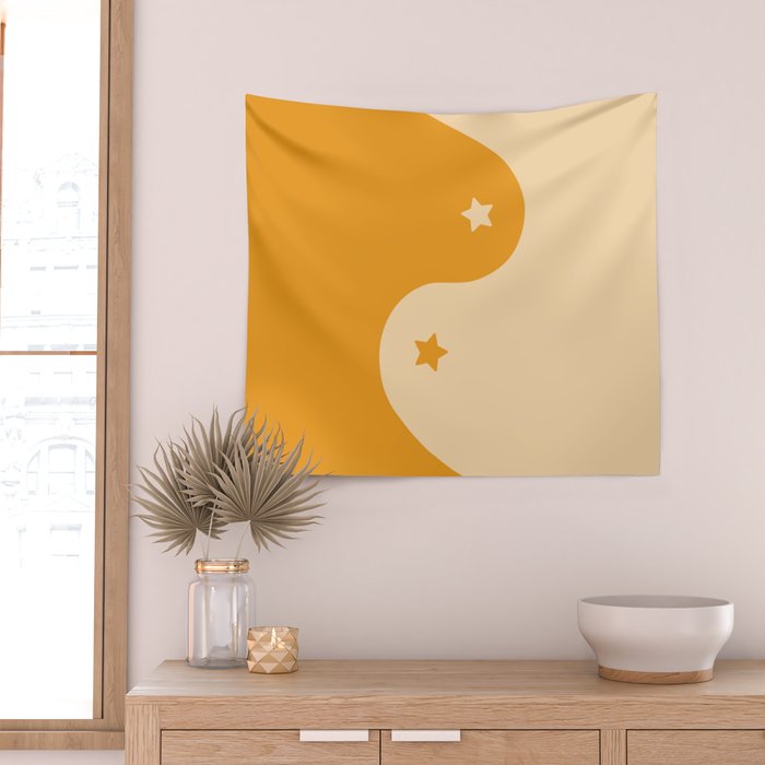 Honey Yin Yang Stars Wall Tapestry Gallery Image 2