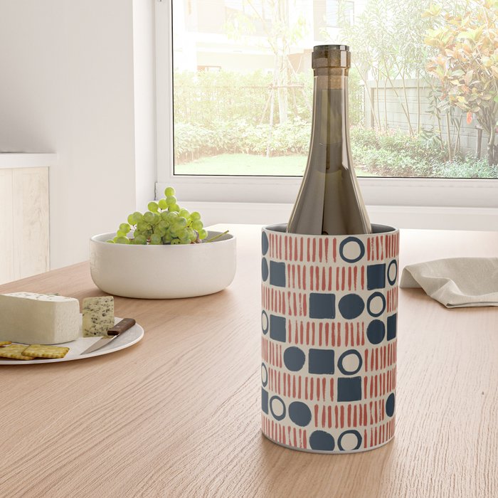 Red & Blue Hand-drawn Pattern #1 Wine Chiller Gallery Image 4