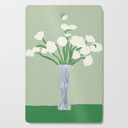 Green background porcelain white flowers Cutting Board Gallery Image 1