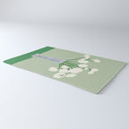 Green background porcelain white flowers Rug Gallery Image 3