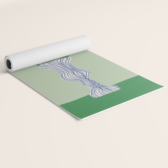 Green background porcelain white flowers Yoga Mat Gallery Image 2