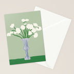 Green background porcelain white flowers Stationery Card Gallery Image 2