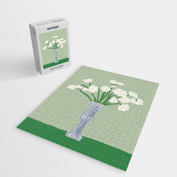 Green background porcelain white flowers Jigsaw Puzzle Gallery Image 2
