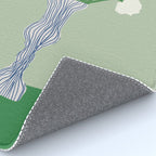 Green background porcelain white flowers Rug Gallery Image 4