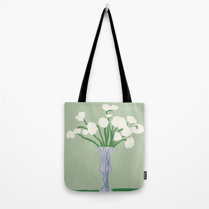 Green background porcelain white flowers Tote Bag Gallery Image 2