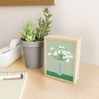 Green background porcelain white flowers Mini Art Print Gallery Image 2