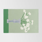 Green background porcelain white flowers Rug Gallery Image 2
