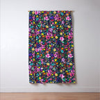 Millefleurs Spring Little Flowers Folky Navy Window Curtain Gallery Image 3