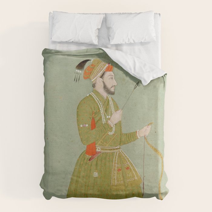 Jahangir's Son Antique Indian Miniature Painted Illustration Duvet Cover Gallery Image 1