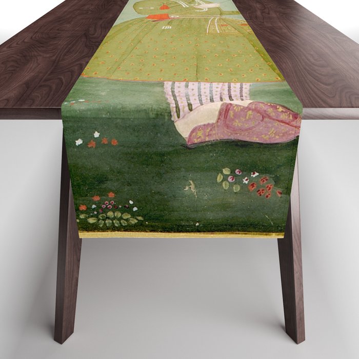 Jahangir's Son Antique Indian Miniature Painted Illustration Table Runner Gallery Image 1