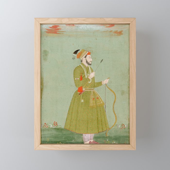 Jahangir's Son Antique Indian Miniature Painted Illustration Mini Art Print Gallery Image 1