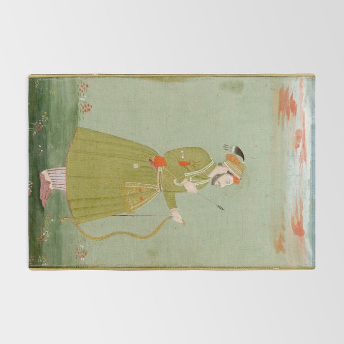 Jahangir's Son Antique Indian Miniature Painted Illustration Rug Gallery Image 2