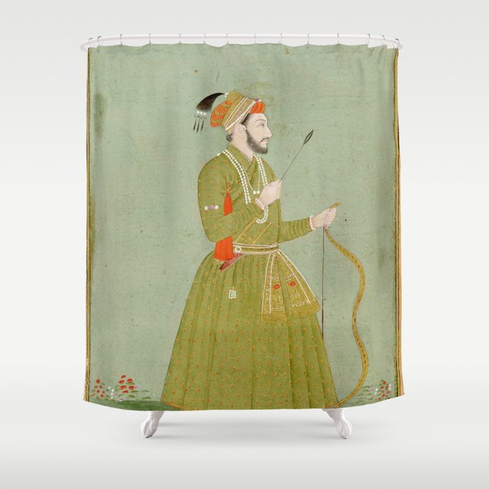 Jahangir's Son Antique Indian Miniature Painted Illustration Shower Curtain Gallery Image 1