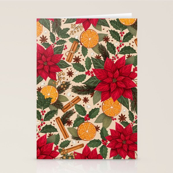 Poinsettia Flowers and Spices Stationery Card Gallery Image 2
