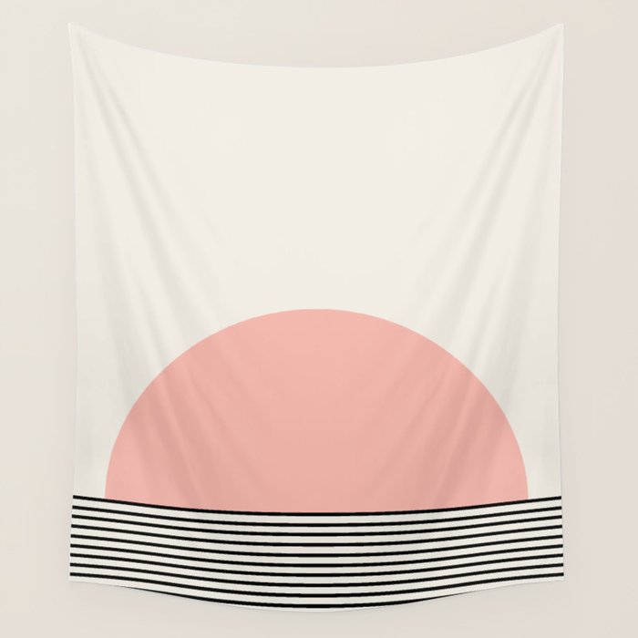 Sunrise Sunset II - Pink Black Wall Tapestry Gallery Image 1