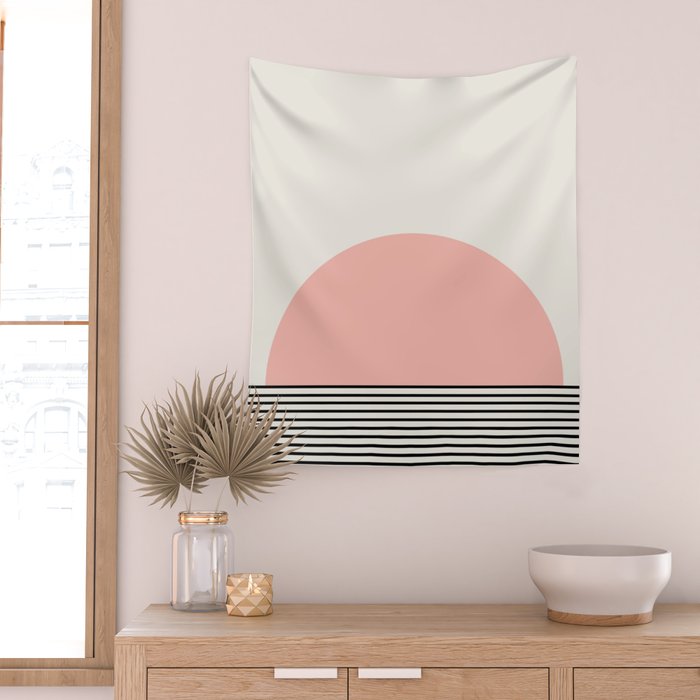 Sunrise Sunset II - Pink Black Wall Tapestry Gallery Image 2