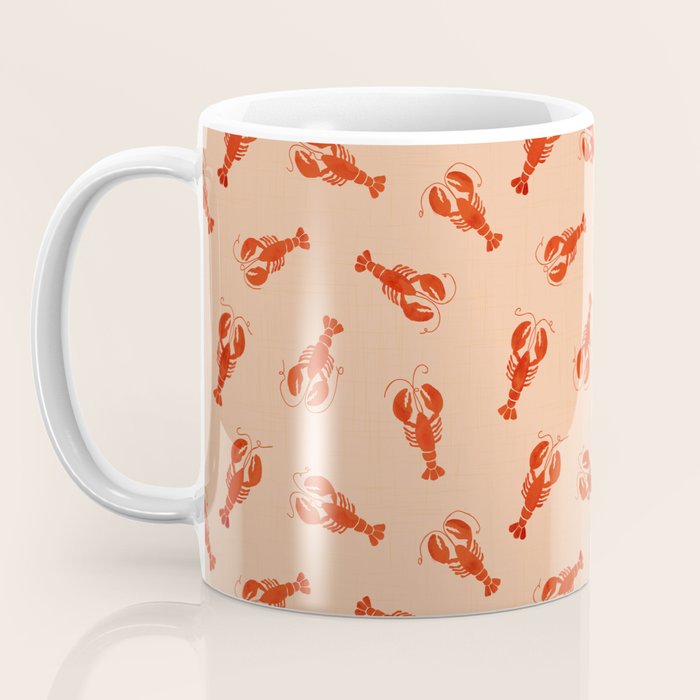 Classic Red Lobsters Pattern On Peach Coffee Mug Gallery Image 3