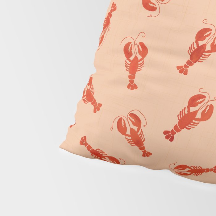 Classic Red Lobsters Pattern On Peach Pillow Sham Gallery Image 4