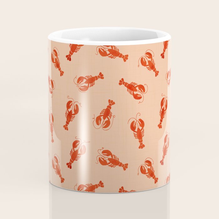 Classic Red Lobsters Pattern On Peach Coffee Mug Gallery Image 4
