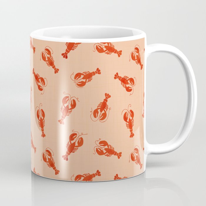Classic Red Lobsters Pattern On Peach Coffee Mug Gallery Image 1