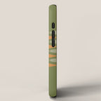 Fish Stripe 8 Mid Century Modern Minimalist Olive Green, Celadon, and Orange iPhone Case Gallery Image 2