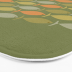 Fish Stripe 8 Mid Century Modern Minimalist Olive Green, Celadon, and Orange Bath Mat Gallery Image 3