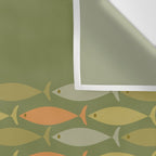 Fish Stripe 8 Mid Century Modern Minimalist Olive Green, Celadon, and Orange Wall Tapestry Gallery Image 3